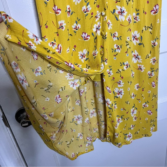 Midi Yellow Buttondown Floral Dress - Picture 3 of 6